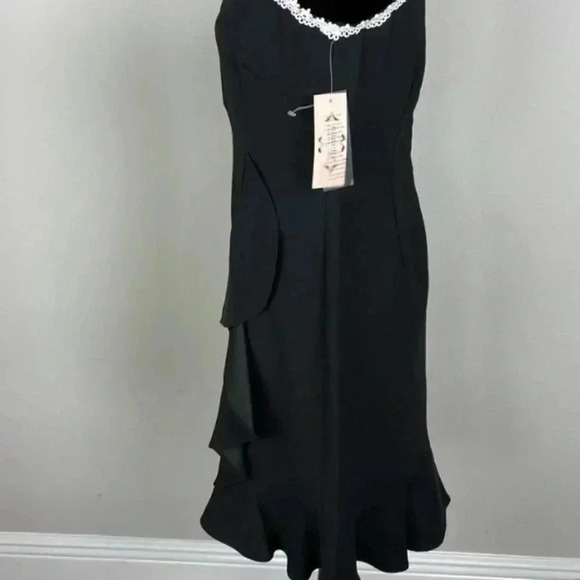 🆕Nanette Lepore Elegant Sleeveless Black Ruffle Dress 4🆕 - Picture 3 of 10